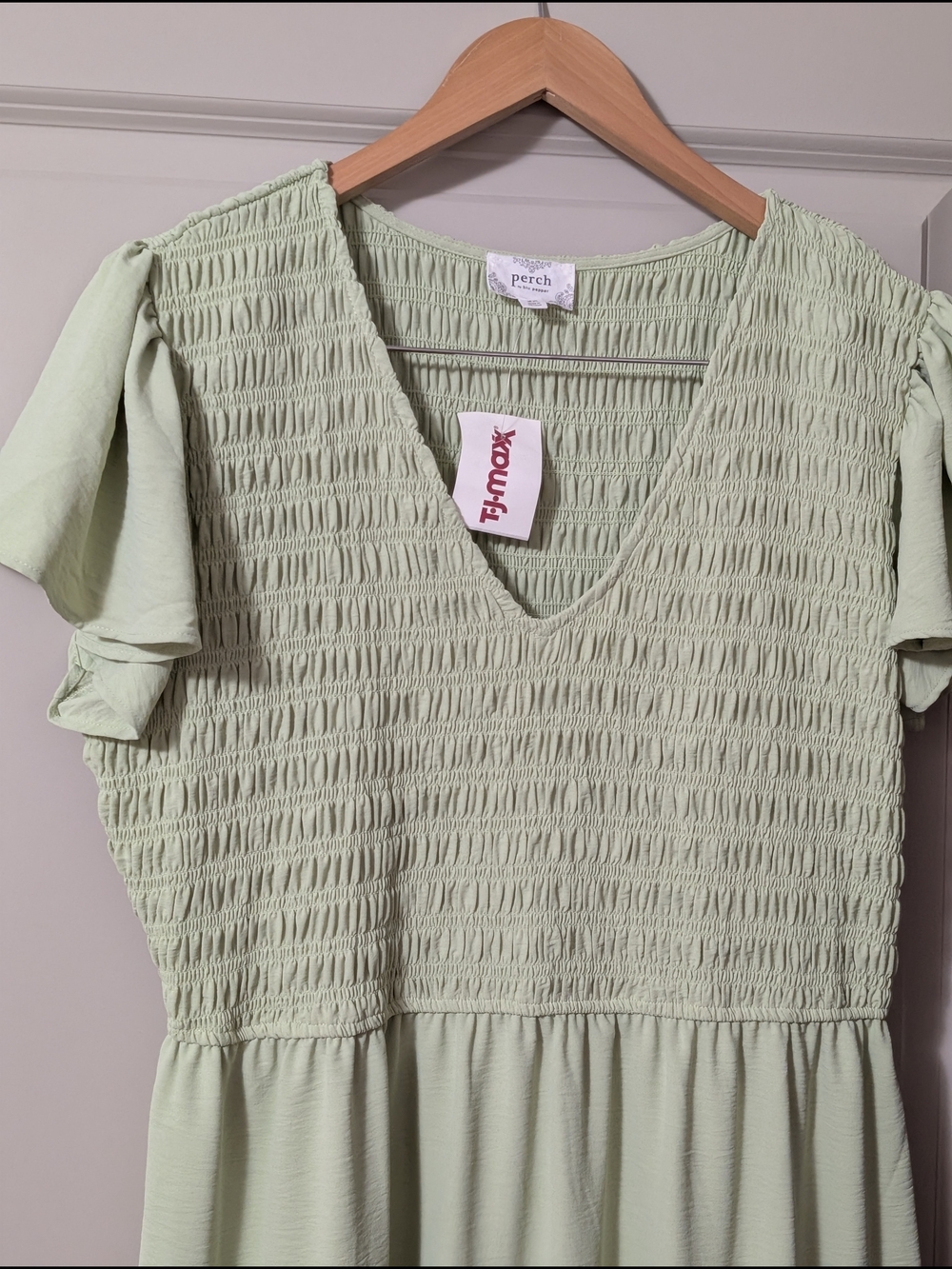 Light MintGreen Smocked Tiered Midi Dress - Picture 3 of 4